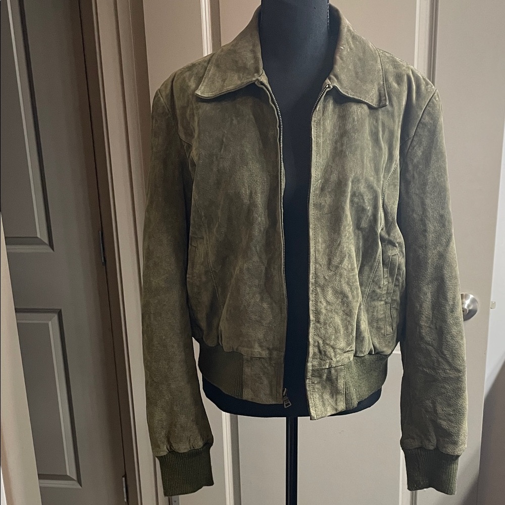 Olive Green Suede Women's Jacket